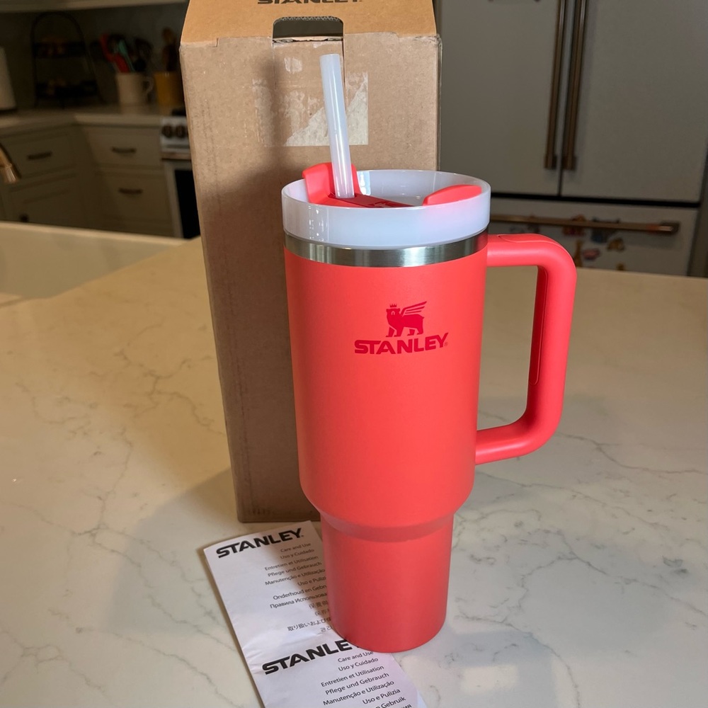 Stanley Coral Travel Mug with Straw